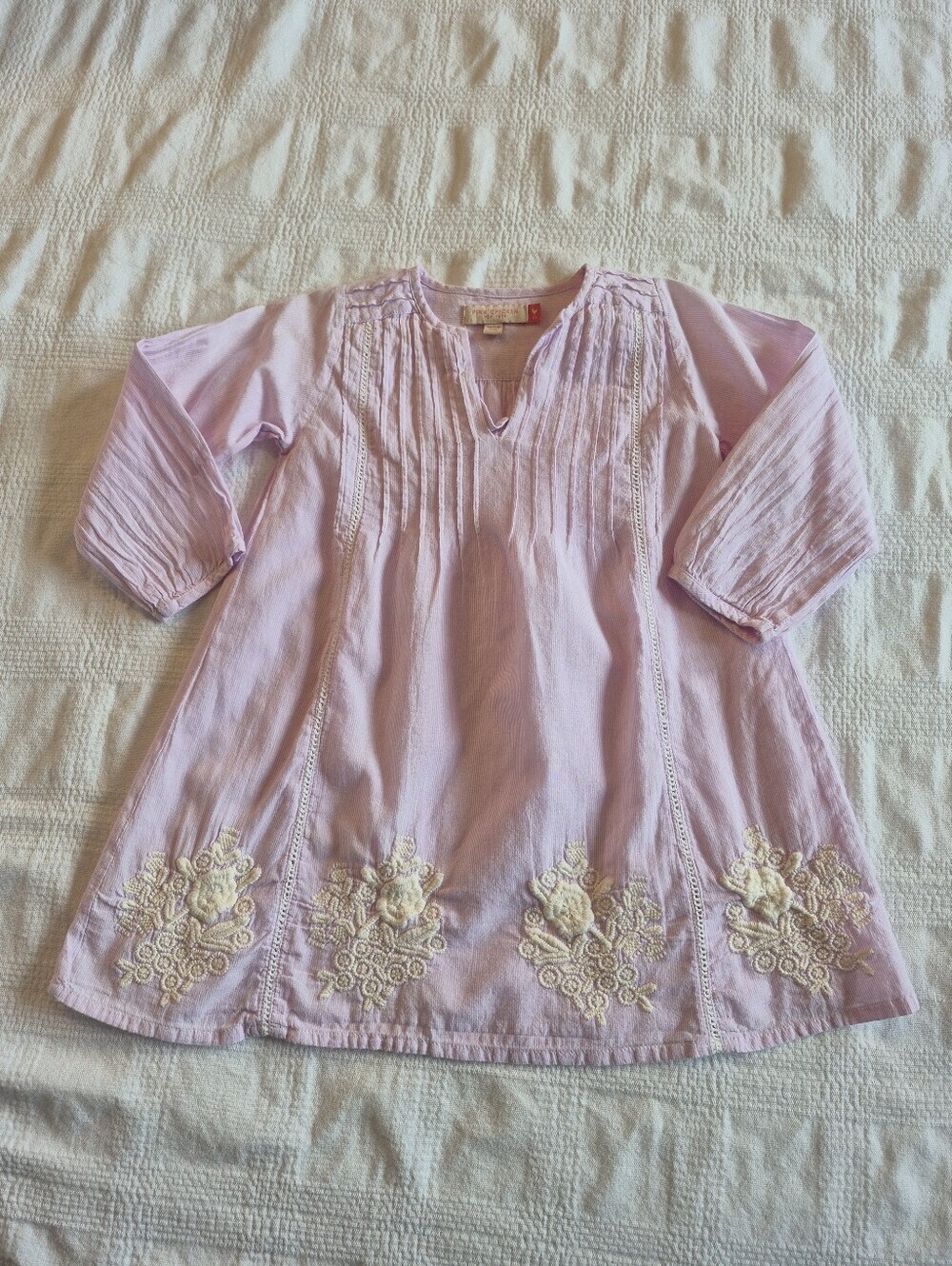 Pink Chicken girls 2 years pink & white embroidered Boho dress VGUC